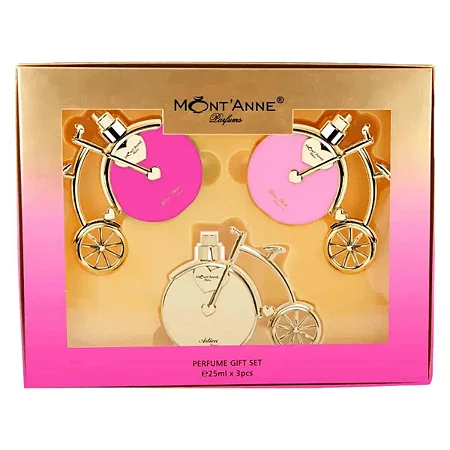 Kit Mont'anne Miniatura de Bicicletas Gift Set Miss You Glamour x Miss You Luxe x Adieu Luxe 3x 25ml