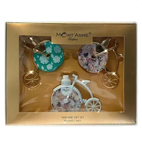 Kit Mont'anne Miniatura de Bicicletas + Beauty Flower Luxe +With Love Luxe +  With Love Glamour 3X25ml